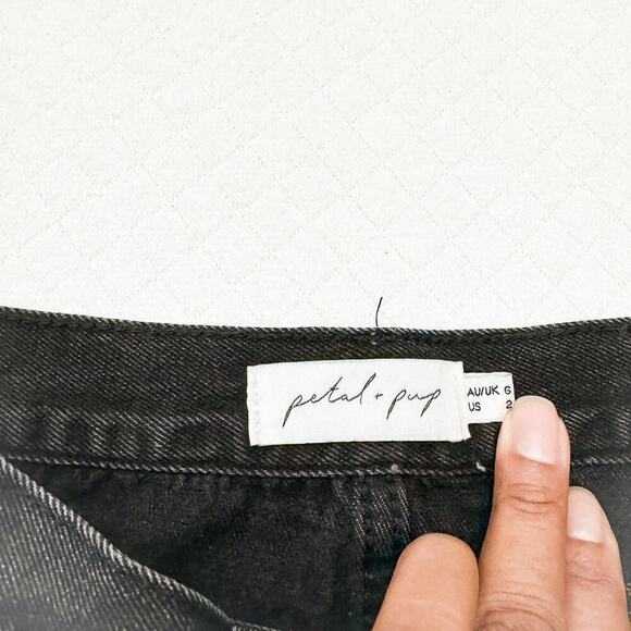 Petal + Pup Black Denim Front Slit Jean Cotton Skirt Size 2 - Picture 4 of 7